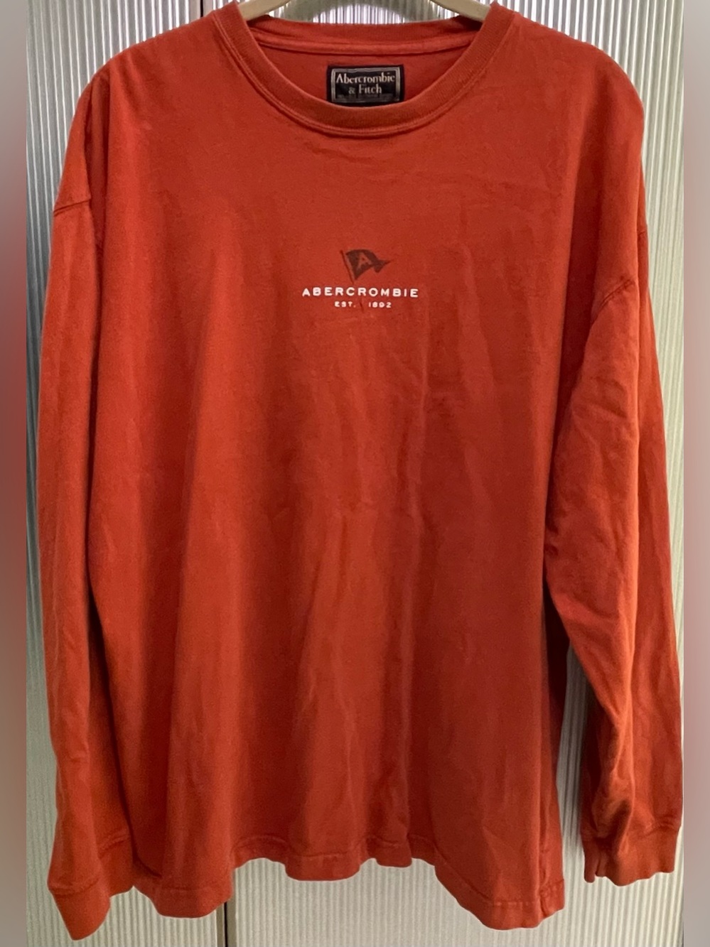 Abercrombie & Fitch Vintage Long Sleeve Crew Neck T-Shirt Men’s L Rusty Orange